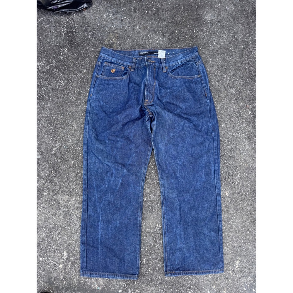 Rocawear Original Fit Blue Denim Jeans Mens 36x30 Baggy Streetwear Indigo